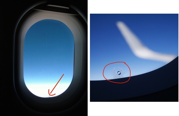 Tato malá dírka je tam ze dvou důvodu. Prvním důvodem je vyrovnání tlaku vzduchu. Když letadlo vzlétne do výšky, vznikne obrovský tlakový rozdíl venku a vevnitř. Druhý důvod je o něco jednoduší. Je tam, proto, aby se okno nezamlžilo. Jak jednoduché, že?