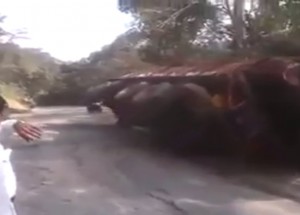 Zřícení nákladního auta z útesu