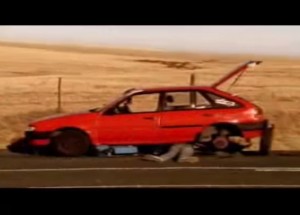 Výměna kola jen pro silné žaludky!