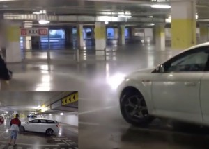 Umyl si auto požární hadicí v podzemních garážích obchodního centra! Je tohle normální?