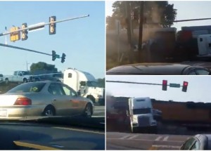 V Americe zůstal uvězněn kamion na kolejích. Rozjetý nákladní vlak to už nedobrzdil!