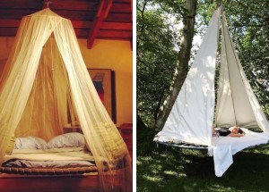 Co se starou trampolínou? Přetvořte ji na zahradní závěsné lůžko nebo altán